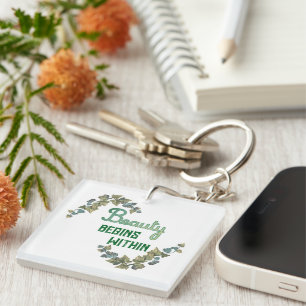 Beauty Botanical Typography Key Ring