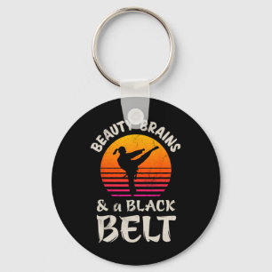 Beauty Brains And A Black Belt Karate Girl Martial Key Ring