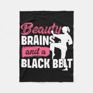 Beauty Brains And A Black Belt Martial Arts Karate Fleece Blanket