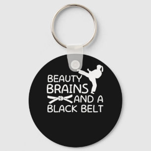 Beauty Brains And Black Belt Karate Girl Key Ring