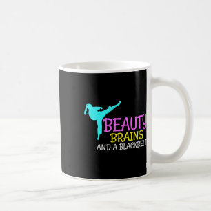 Beauty Brains Black Belt Karate Martial Arts Gift  Coffee Mug