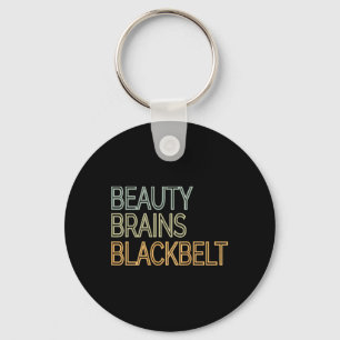 Beauty Brains Black Belt Karate Taekwondo T Shirt Key Ring