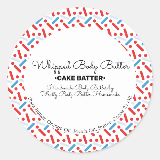 Beauty Branding  Sprinkles Patriotic Packaging Classic Round Sticker (Front)