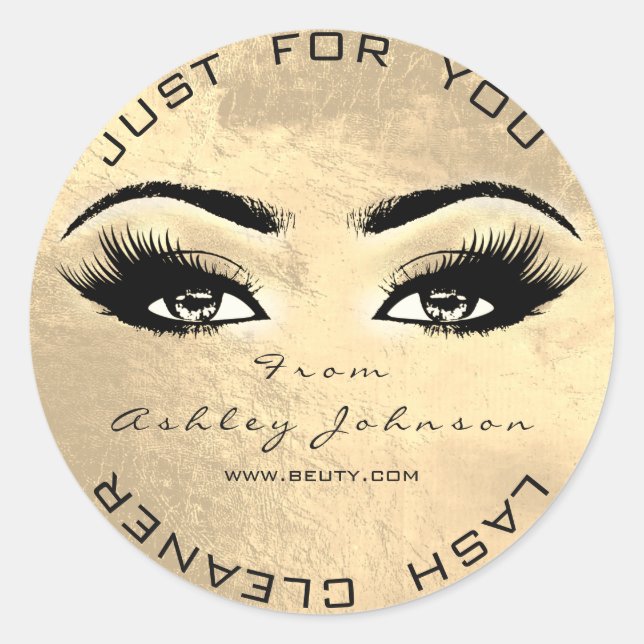 Beauty Browns Makeup Gold Lash Makeup Cleaner Classic Round Sticker (Front)