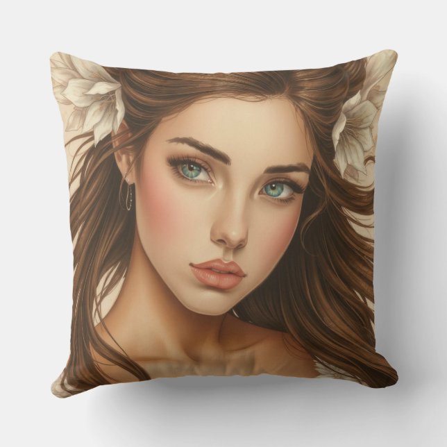 Beauty brunette cushion (Back)