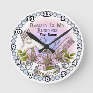 Beauty Business Beautician Round Clock