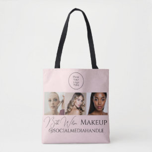 Beauty Business Branding Blush Pink Logo Photo Tote Bag