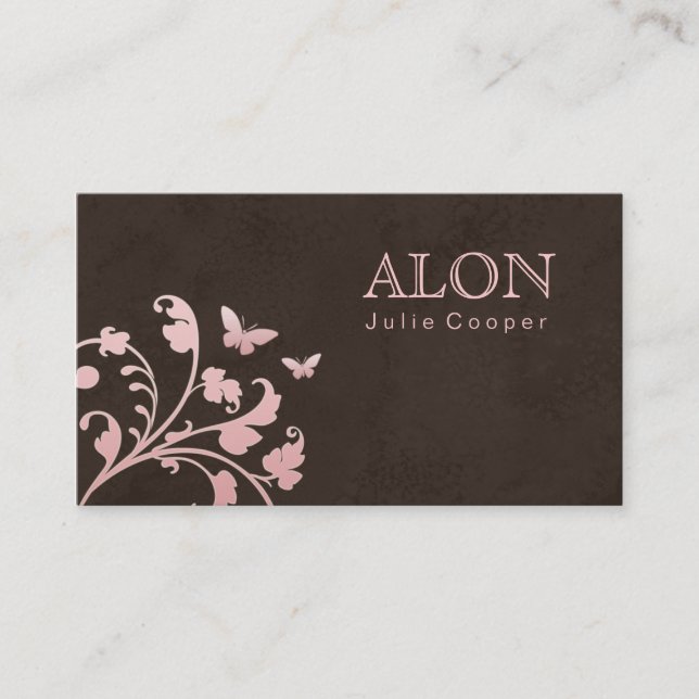 Beauty Business Card Hair Salon Butterfly Pink (Front)