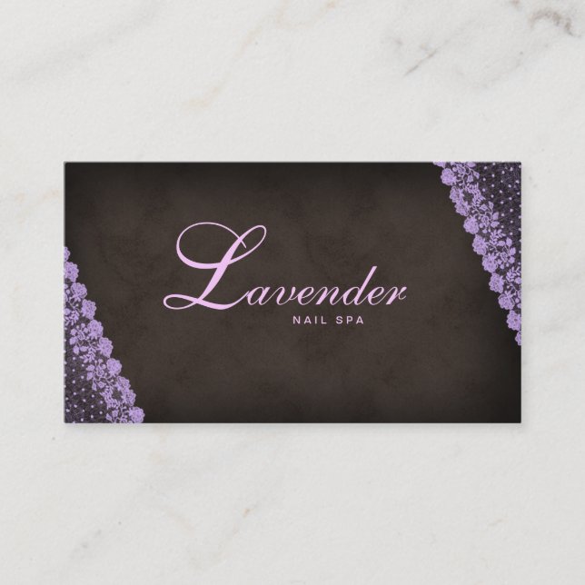 Beauty Business Card Lace Nail Salon Purple (Front)