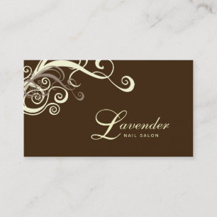 Beauty Business Card Modern Swirl Nail Salon Cream