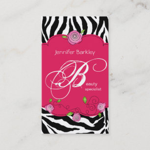 Beauty Business Card Zebra Rose Salon Pink