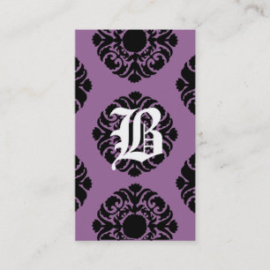 Beauty Business Cards Damask Monogram Purple bl