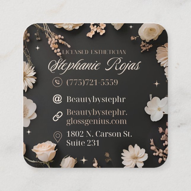 Beauty By Steph R Custom Ordered Square Business C Card (Back)