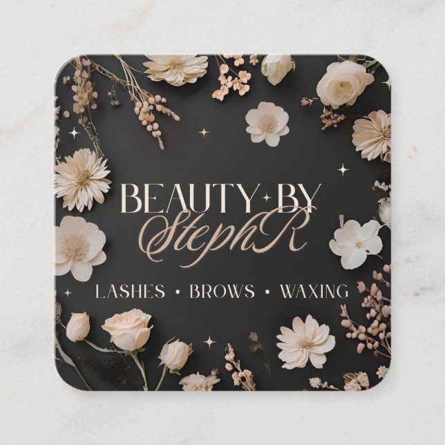 Beauty By Steph R Custom Ordered Square Business C Card (Front)