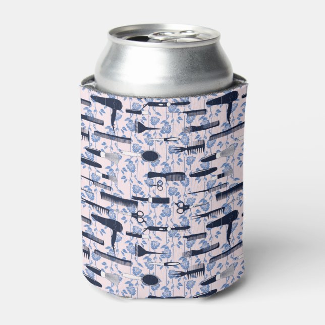 Beauty Care Blue Rose Pattern Can Cooler (Can Front)
