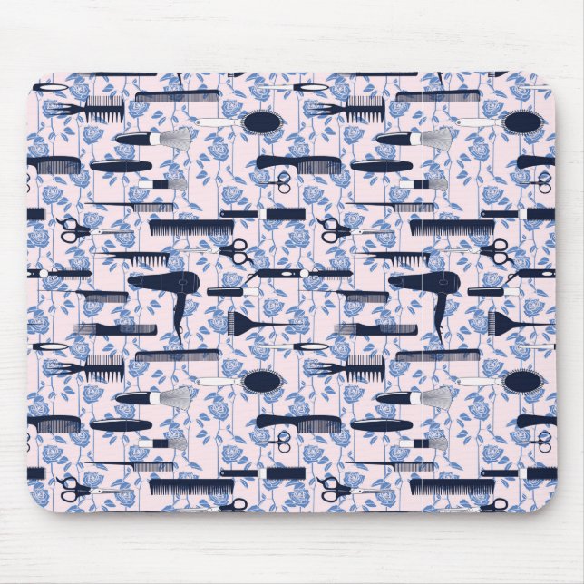 Beauty Care Blue Rose Pattern Mouse Mat (Front)
