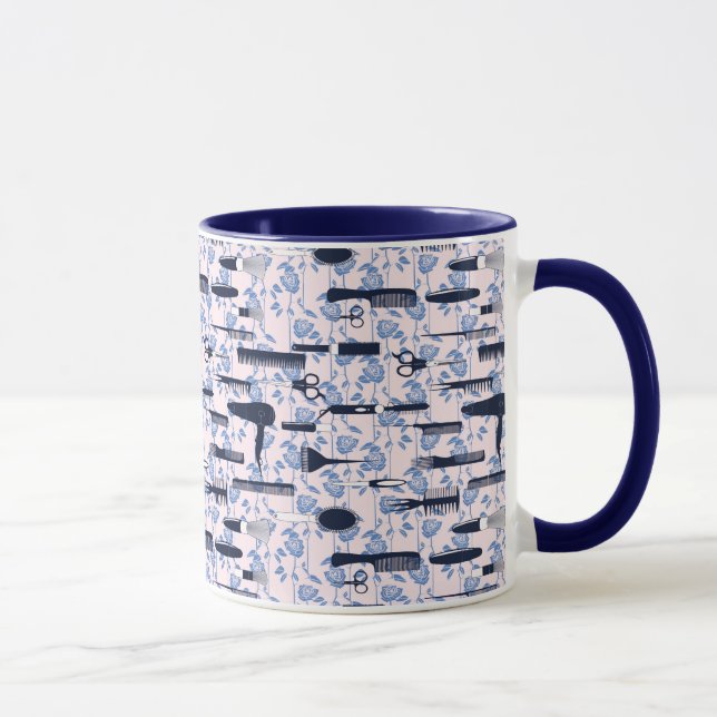 Beauty Care Blue Rose Pattern Mug (Right)
