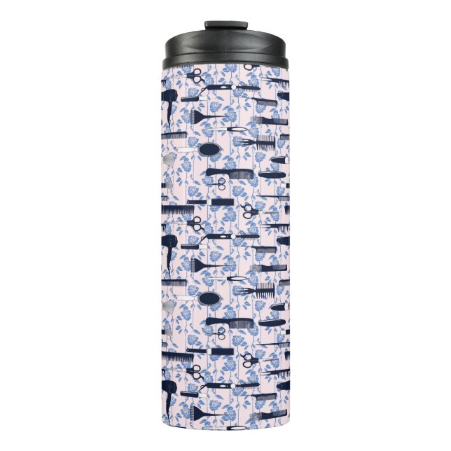 Beauty Care Blue Rose Pattern Thermal Tumbler (Front)