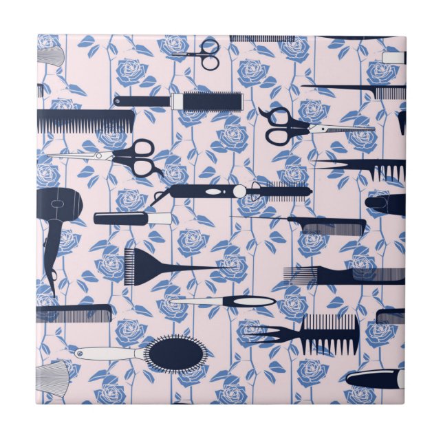 Beauty Care Blue Rose Pattern Tile (Front)