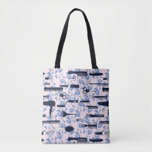Beauty Care Blue Rose Pattern Tote Bag