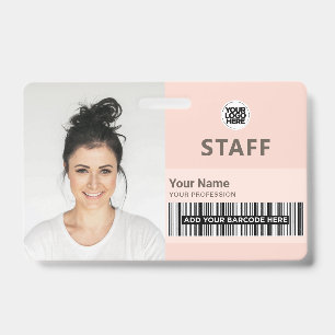 Beauty chic pink feminine Business Photo Staff ID Badge