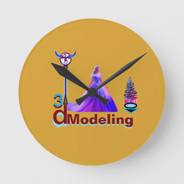 Beauty Cinderella 3D Modelling -  Round Clock (Front)