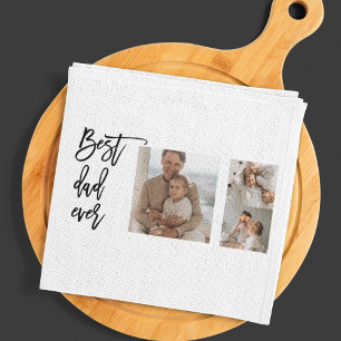 Beauty Collage Photo Best Dad Ever Gift Tea Towel