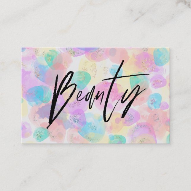 *~* BEAUTY Colourful Rainbow Modern Abstract Paste Business Card (Front)