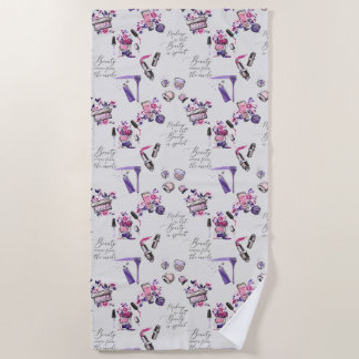 Beauty Comes From The Inside Pattern Beach Towel