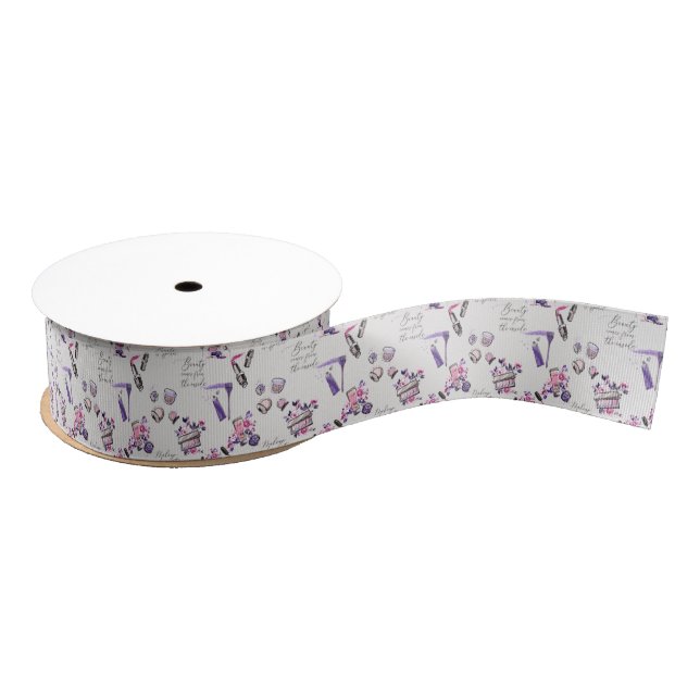 Beauty Comes From The Inside Pattern Grosgrain Ribbon (Spool)