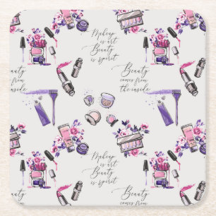 Beauty Comes From The Inside Pattern Square Paper Coaster