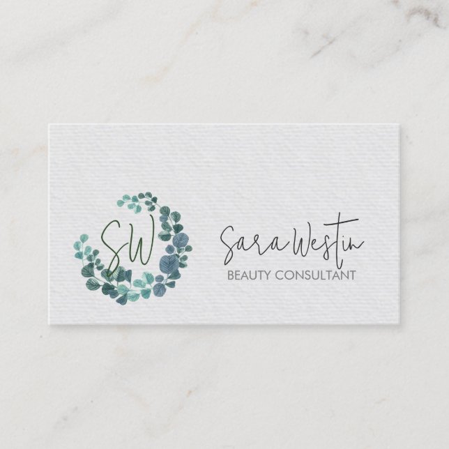 Beauty Consultant Beautician Flower Monogram Business Card (Front)
