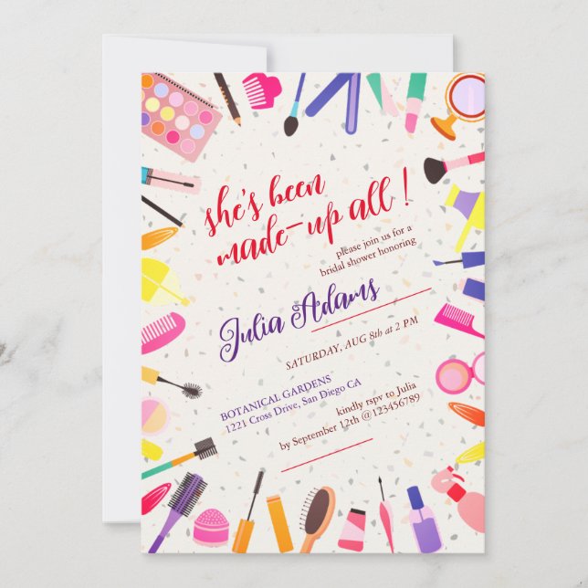 Beauty Cosmetic Hair Style Make-up Bridal Shower Invitation (Front)