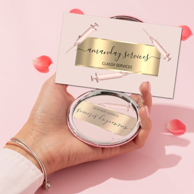 Beauty Cosmetologist Syringe Botox B12 QRCodeBlush Business Card (Creator Uploaded)