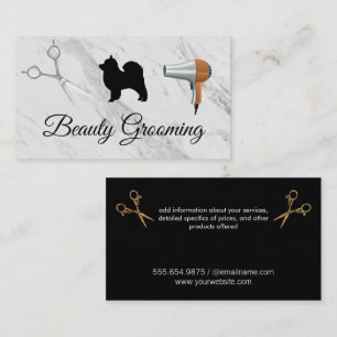 Beauty Dog Groomer  Shears and Hair Dryer Business Card