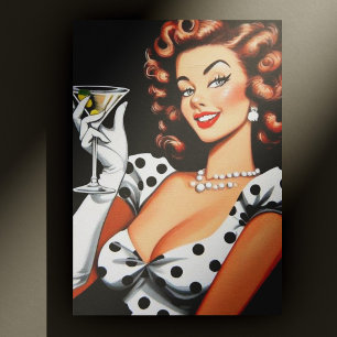 Beauty Drink Pin Up Postcard