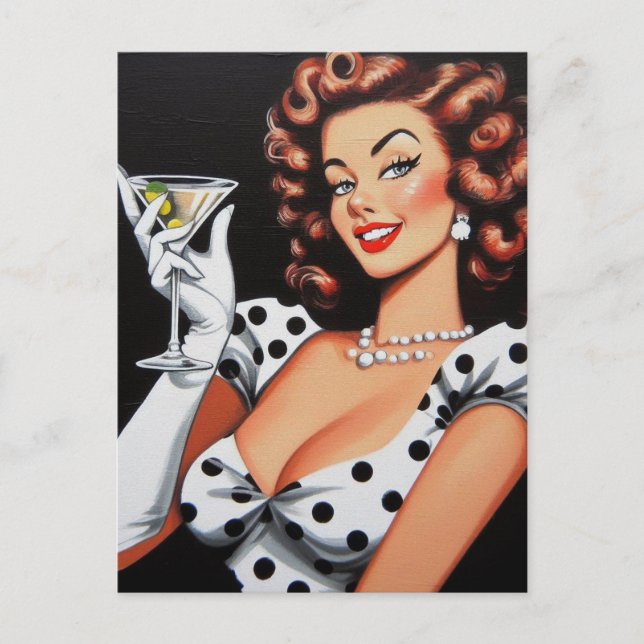 Beauty Drink Pin Up Postcard (Front)