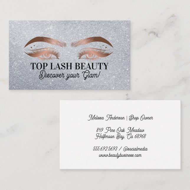 Beauty Eye Lashes | Glitter Sparkle Background Business Card (Front/Back)