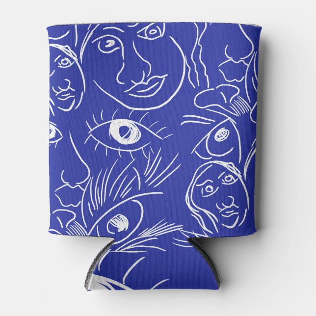 Beauty face: one-line drawing. can cooler (Front)