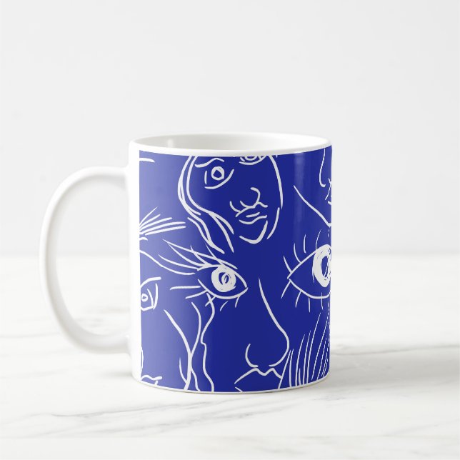 Beauty face: one-line drawing. coffee mug (Left)