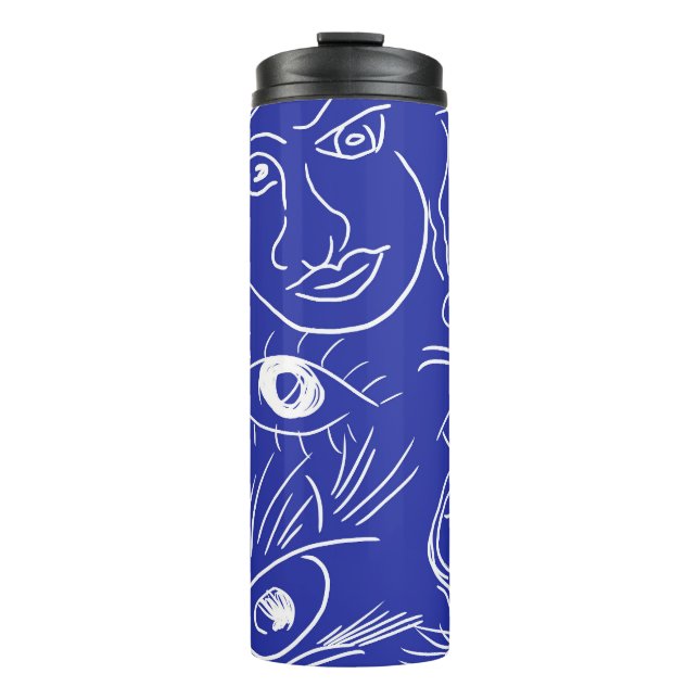 Beauty face: one-line drawing. thermal tumbler (Front)