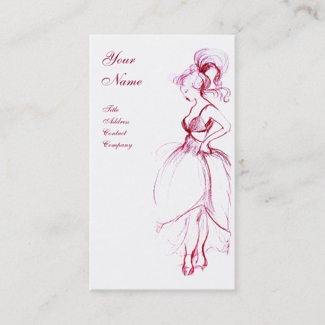 BEAUTY, FASHION DESIGNER,red white Business Card (Front)