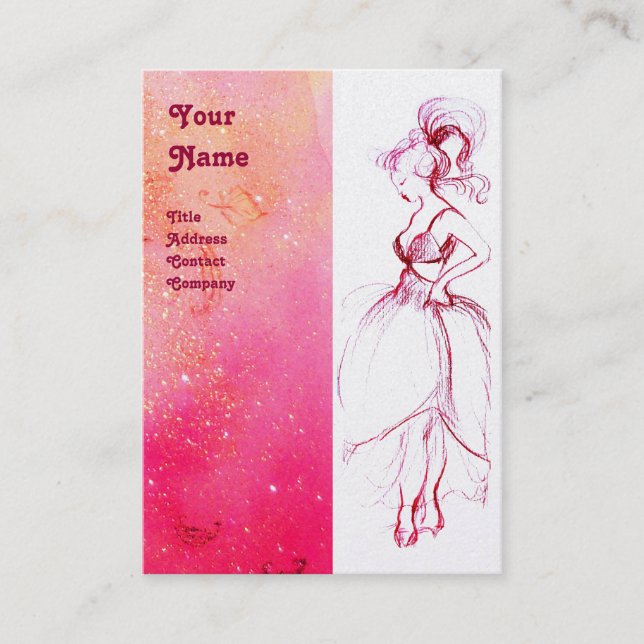 BEAUTY FASHION ,red pink,fuchsia white pearl Business Card (Front)