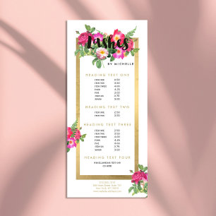 Beauty Florals Lash Extensions White Rack Card