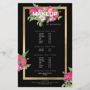 Beauty Florals Makeup Artist Bold Black Flyer