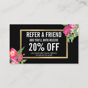 Beauty Florals Salon Referral Card