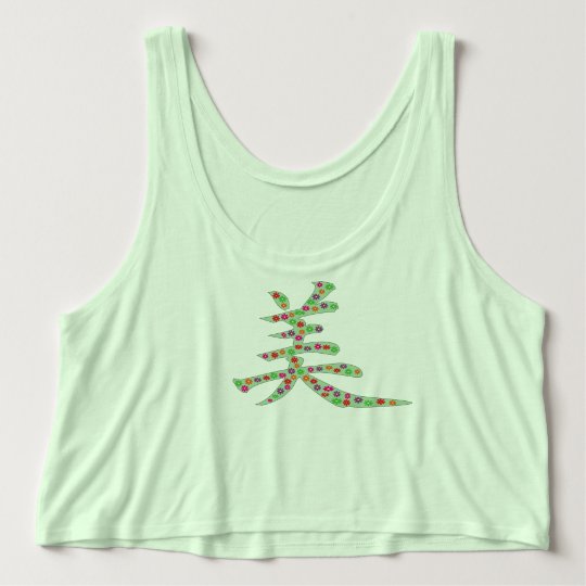 Beauty Flower Kanji Crop Tank Top
