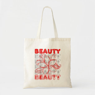 Beauty Flower Line Art Typography Design Tote Bag