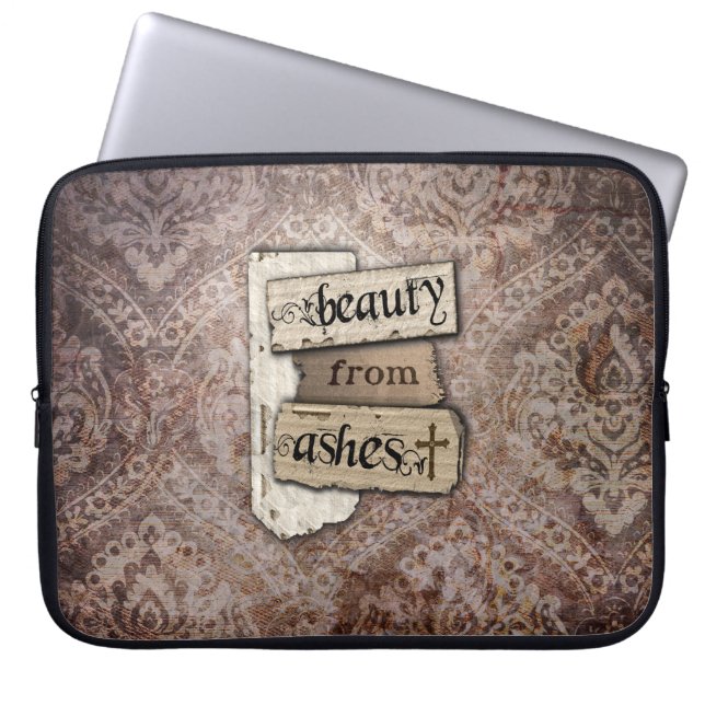 Beauty From Ashes Christian Damask Scrap Laptop Sleeve (Front)