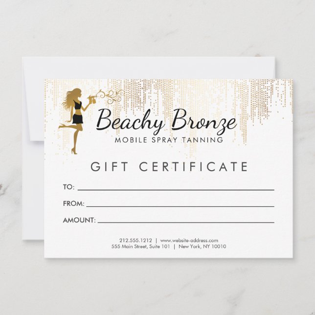 Beauty Girl Gold Bronze Rain Pattern Gift Card (Front)